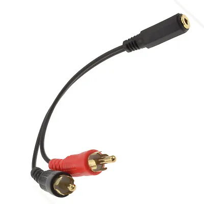 > 2x RCA Phono Male To 1x 3.5mm Female Jack Socket Lead • £2.73